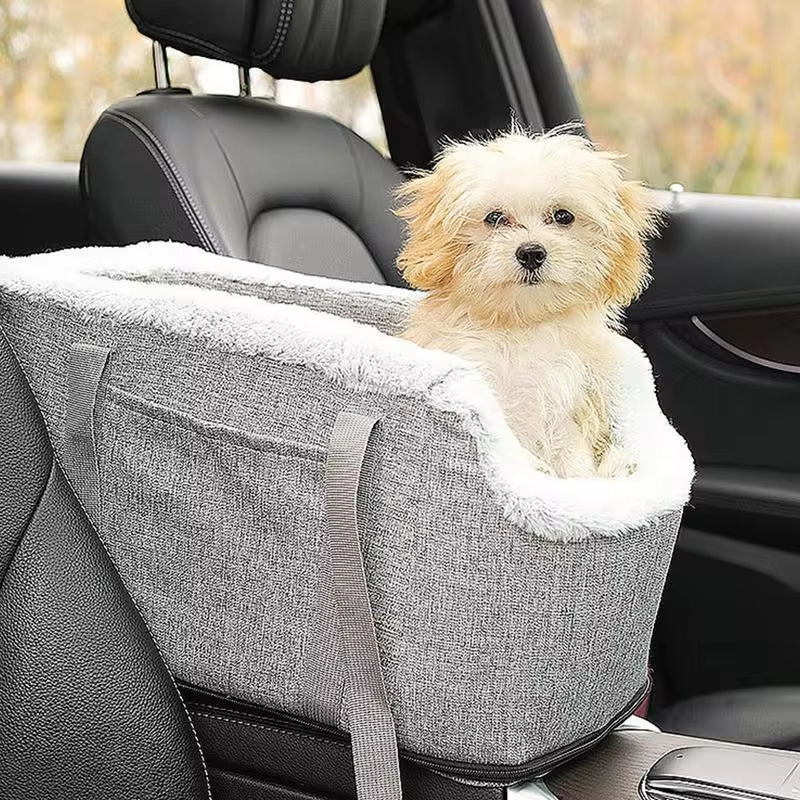 Dog Console Car Seat Travel Bags for Dogs Cats Portable Dog Car Seat Washable Dog Cat Booster Seat on Car Armrest for Dogs Cats