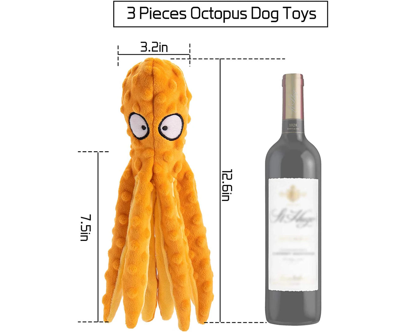 3 Pack Pet Interactive Dog Toys for Small and Medium Dogs, Durable Plush Squeaky Octopus Dog Toy for Puppy Teething Chew Toys