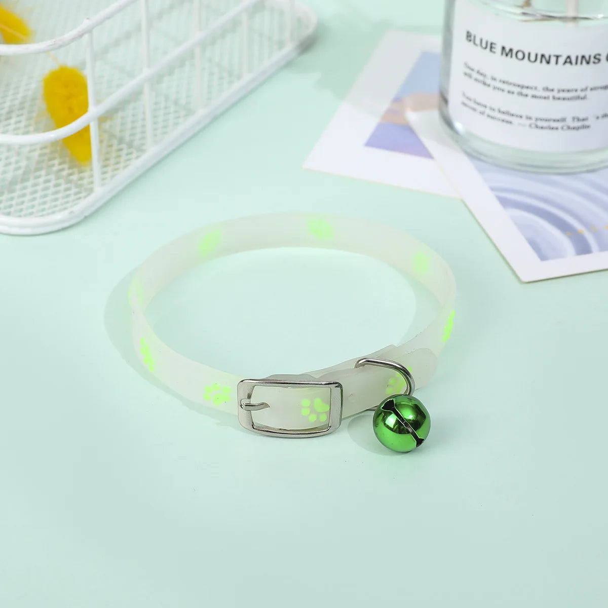 Luminous Cat Necklace Glowing Small Dog Cat Collar Anti-Loss Fluorescent Silicone Cat Bell Collar Neck Ring Pet Cat Accessories