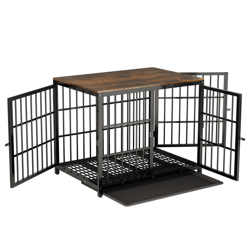 3-Door Dog Furniture Style Dog Crate End Table Pet Kennel with Removable Tray_12