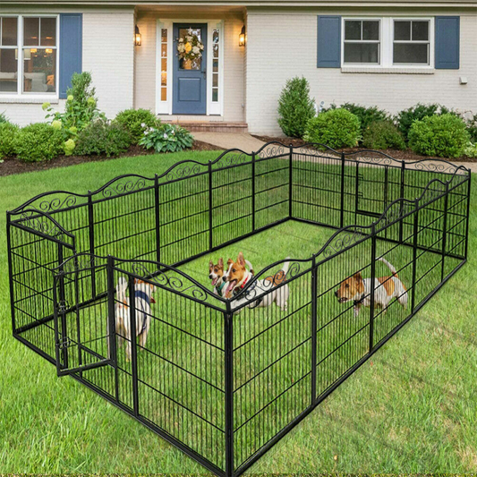 Foldable 8 Panels Pet Fence Heavy Duty Metal Dog Playpen_0