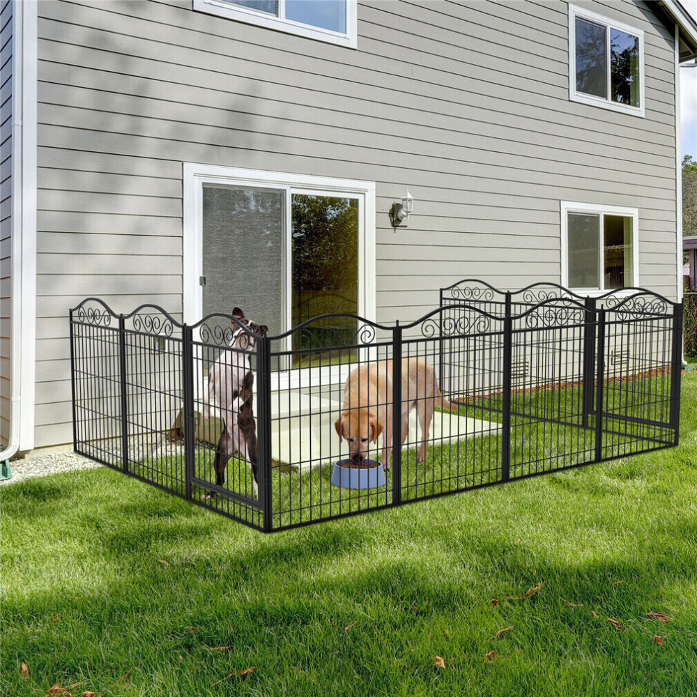 Foldable 8 Panels Pet Fence Heavy Duty Metal Dog Playpen_1