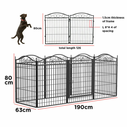 Foldable 8 Panels Pet Fence Heavy Duty Metal Dog Playpen_8