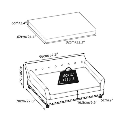 Luxurious Elevated Dog Bed Sofa with Microfiber Leather Cover_6