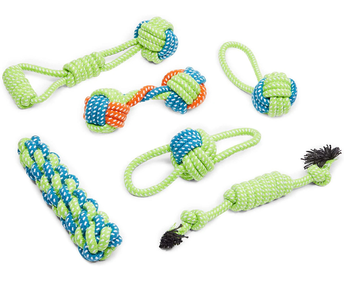 Dog Rope Toys for Large Pets, Fetch and Chew Toys, 6 Designs (6 Pack)